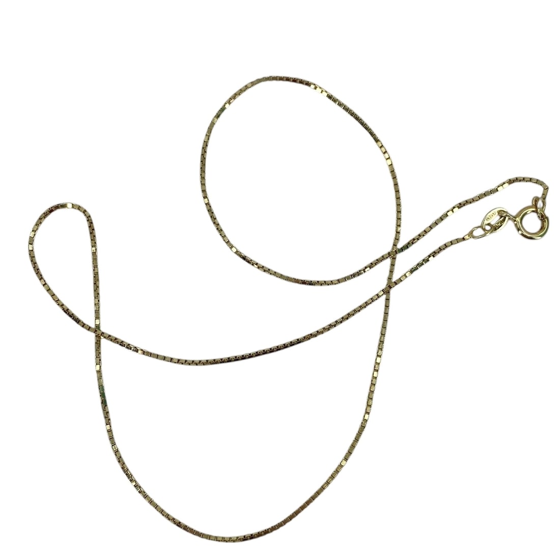 16.25" Gold Over Sterling Silver Box Chain Necklace, 2.24g: 16.25" Gold Over Sterling Silver Box Chain Necklace, 2.24g, Engraved "D Italy 925"