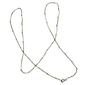 20" Gold Over Sterling Silver Curb Chain Bead Necklace, 2.27g