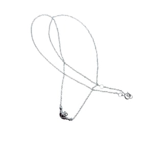 Celtic Claddagh Sterling Silver Charm Cable Chain Necklace, 17", 1.65g