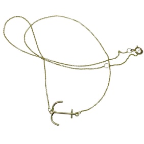 Simple Gold Over Sterling Silver Anchor Cable Chain Necklace 17", 1.31g