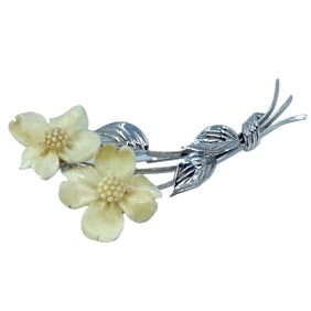 Vintage Dogwood Flowers Sterling Silver Harry S Bick Pin, 6.4g