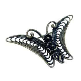 Beau Filigree Butterfly Sterling Silver Brooch, 6.12g