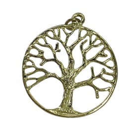 Large Circle Tree Gold Over Sterling Silver Pendant, 2.99g