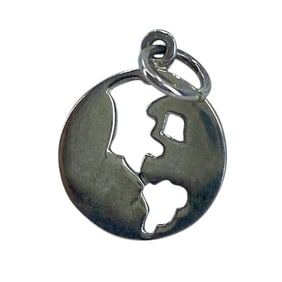 Petite Flat Globe Sterling Silver Charm, 1.04g