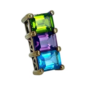 Ross Simons Multi-Color Rhinestone Gold Over Sterling Silver Pendant, 3.68g