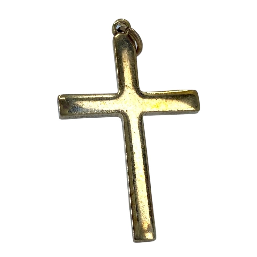 Simple Gold Over Sterling Silver Cross Signed Pendant, 1.43g (1 of 3)