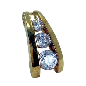 Ross Simons 3 Stone Cubic Zirconia Gold Over Sterling Silver Pendant, 2.49g