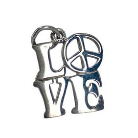 Dainty 'LOVE' Peace Sign Sterling Silver Pendant, 0.92g