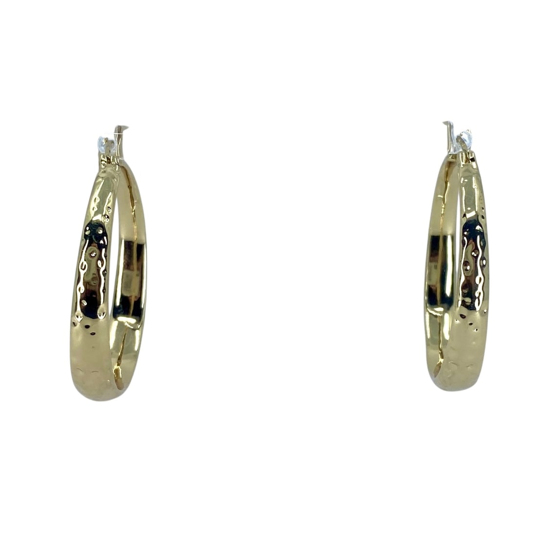 Hammered Large Gold Over Sterling Silver Hoop Earrings, 14.11g (1 of 5)