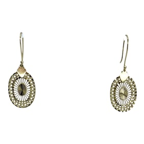Stunning Oval Gold Over Sterling Silver Filigree Signed Dangle Earrings, 2.4g