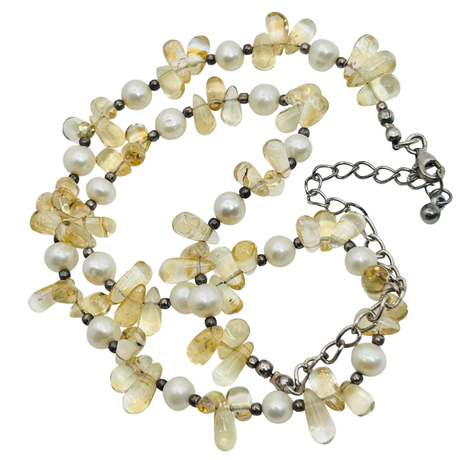 Sterling Pearl And Quartz Adjustable Chain Necklace (1 of 6)