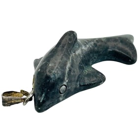 Sterling Moss Agate Dolphin Pendant