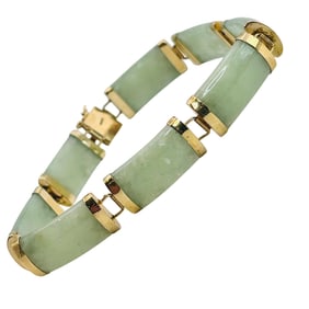 14k Gold 585 Jade Box Lock Bracelet