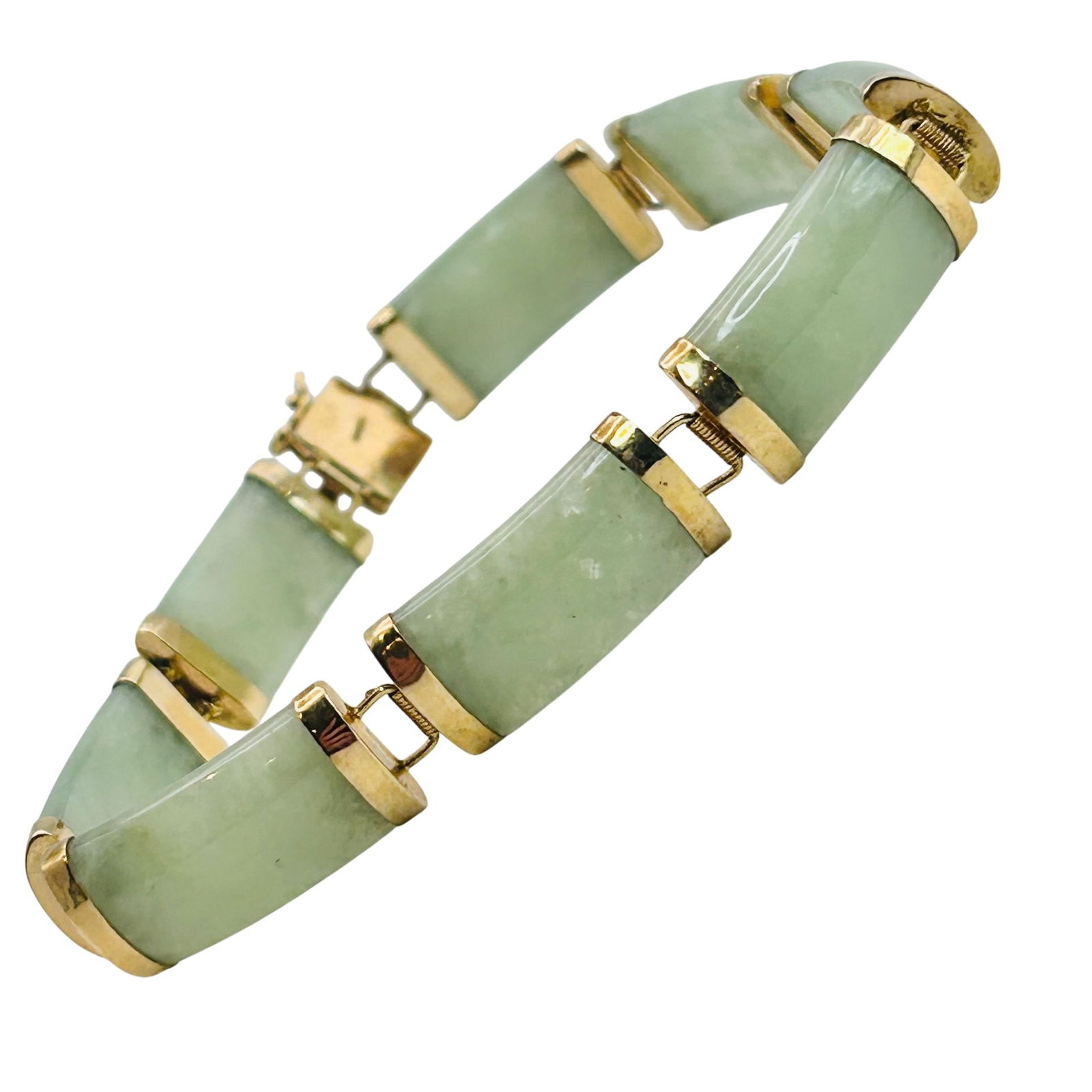 14k Gold 585 Jade Box Lock Bracelet (1 of 10)