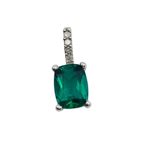 GC Sterling Emerald And Diamond Pendant