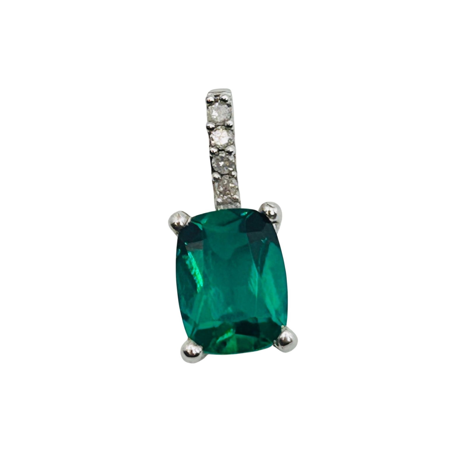 GC Sterling Emerald And Diamond Pendant (1 of 6)