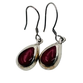 Mexico Sterling Carnelian Teardrop Hook Back Earrings