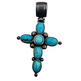 SE Sterling Turquoise Cross pendant
