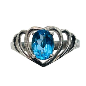 Sterling Topaz Oval Heart Accent Ring Size 8