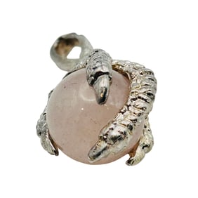 Sterling Pink Quartz Eagle Claw Pendant
