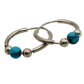Southwest Sterling Turquoise Endless Hoops