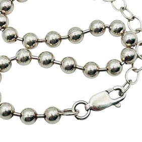 Sterling Adjustable Beaded Chain Bracelet