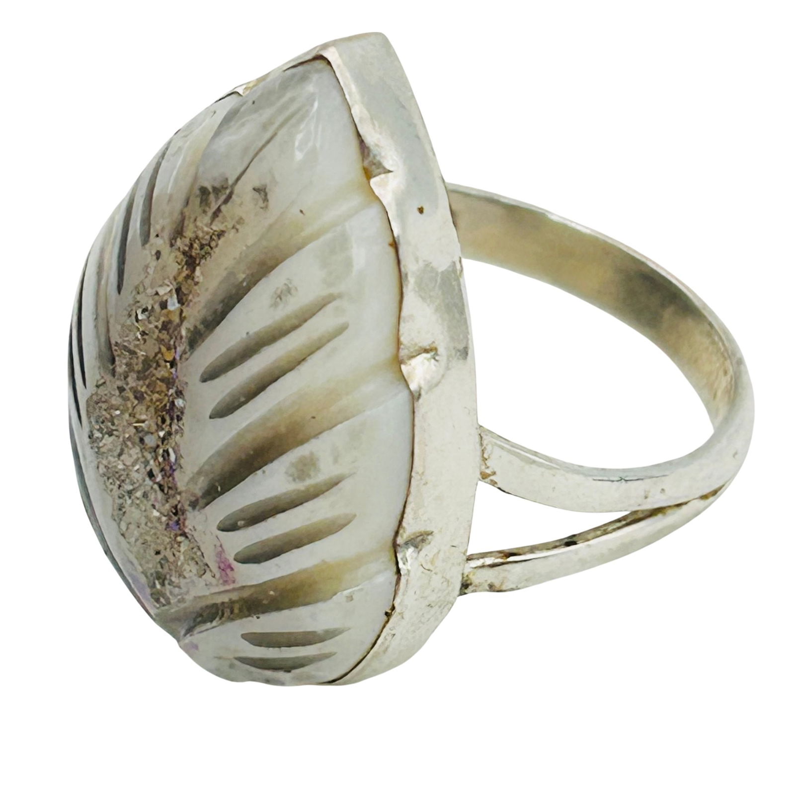 Sterling Quartz Feather Statement Ring Size 10 - 4