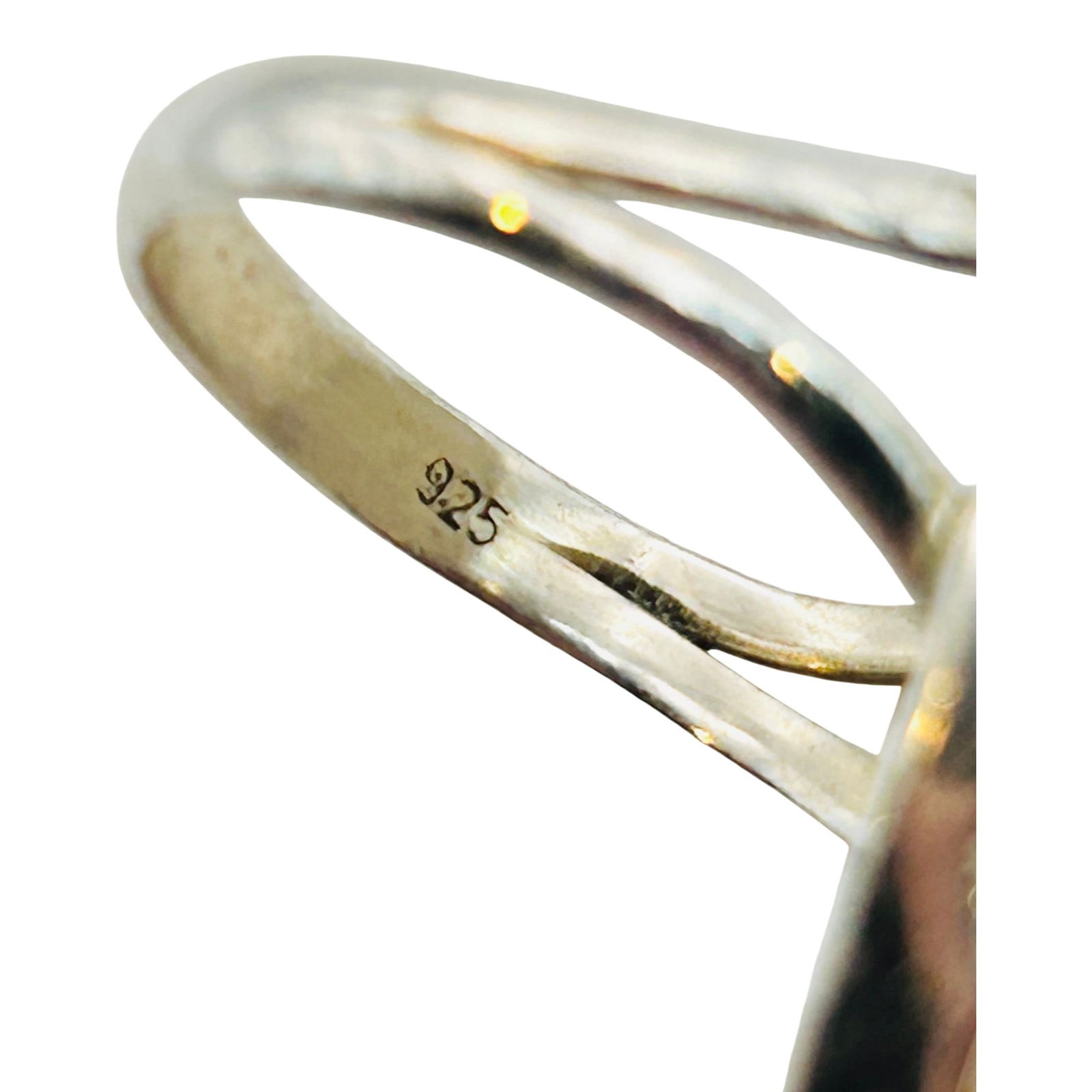 Sterling Quartz Feather Statement Ring Size 10 - 6