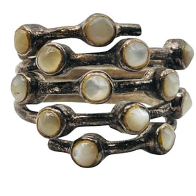 Sterling Moonstone Layered Band Size 8