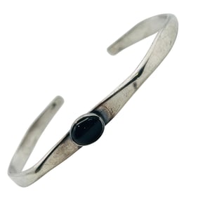 Southwest Sterling Onyx Cuff Bangle Bracelet