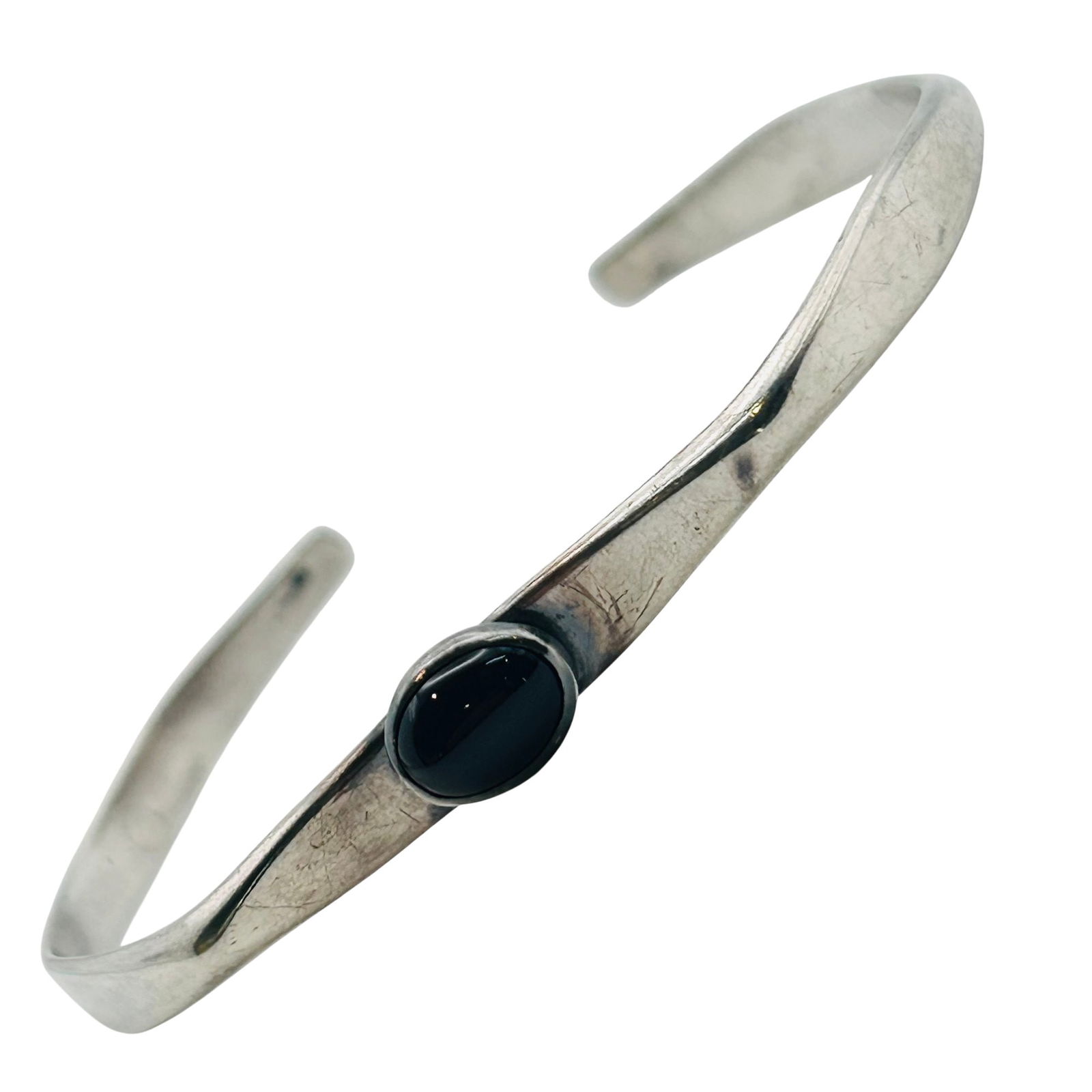 Southwest Sterling Onyx Cuff Bangle Bracelet: Southwest Sterling Onyx Cuff bangle bracelet 7g