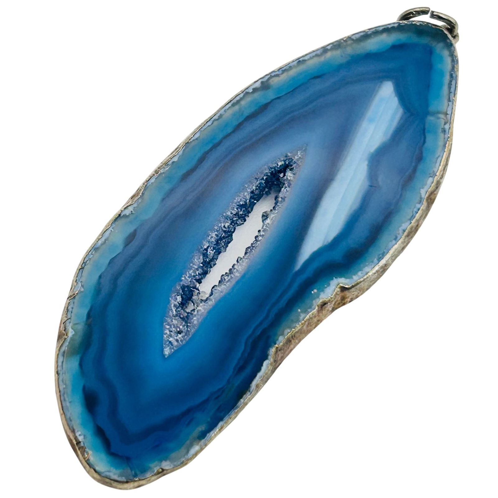 BEAU Sterling Blue Agate Large Pendant (1 of 6)