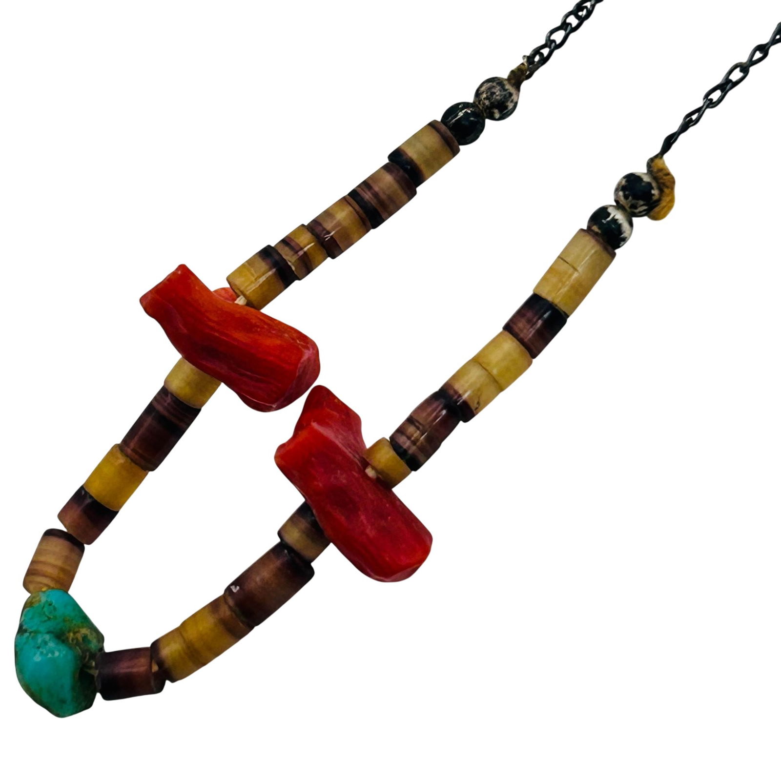 Southwest Sterling Coral Curb Chain Necklace: Southwest Sterling Coral curb chain necklace 1.9g