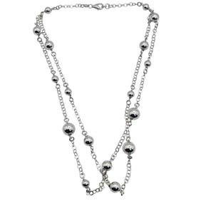 Italy Sterling Double Bead Cable Chain Necklace