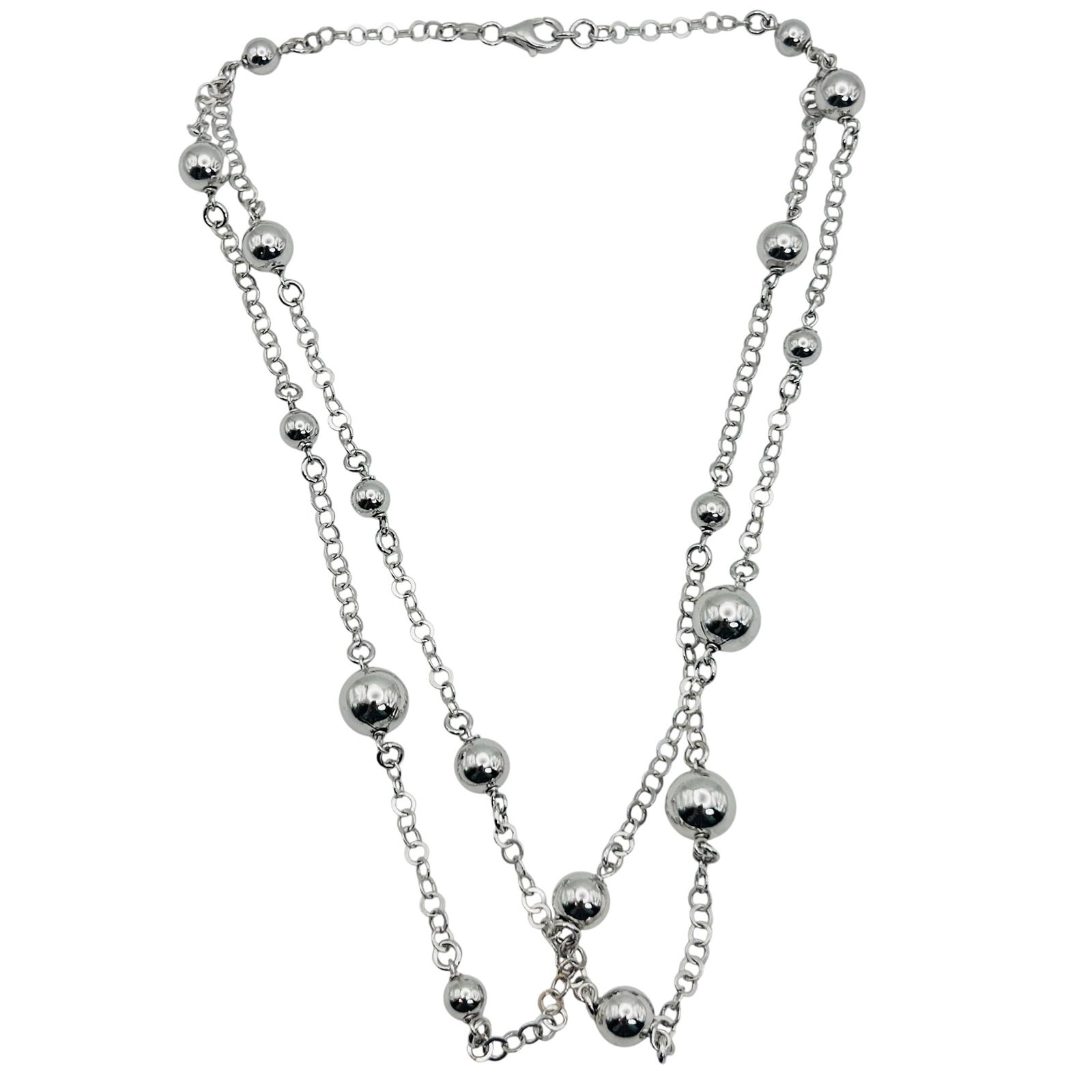 Italy Sterling Double Bead Cable Chain Necklace: Italy Sterling double bead cable chain necklace 19.5g