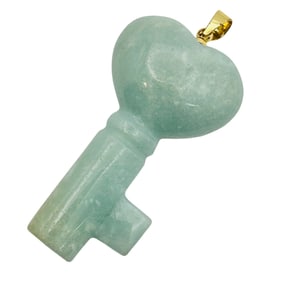 Jade Gold Over Sterling Key Pendant