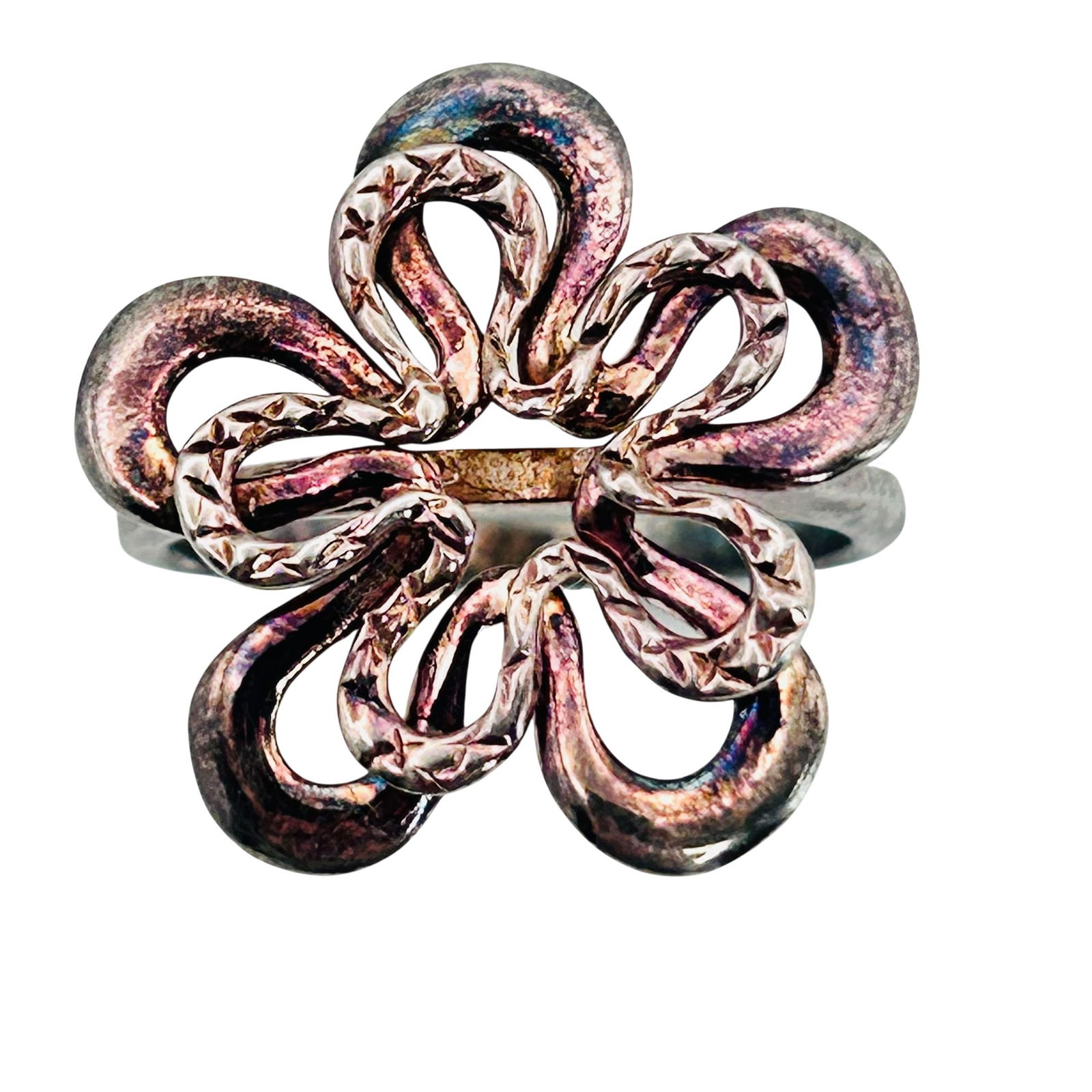 Sterling Modernist Flower Ring Size 9: Sterling modernist flower ring Size 9 3.9g