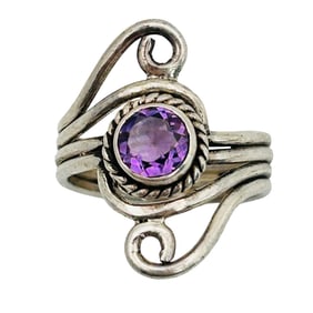 Sterling Amethyst Layered Band Size 7