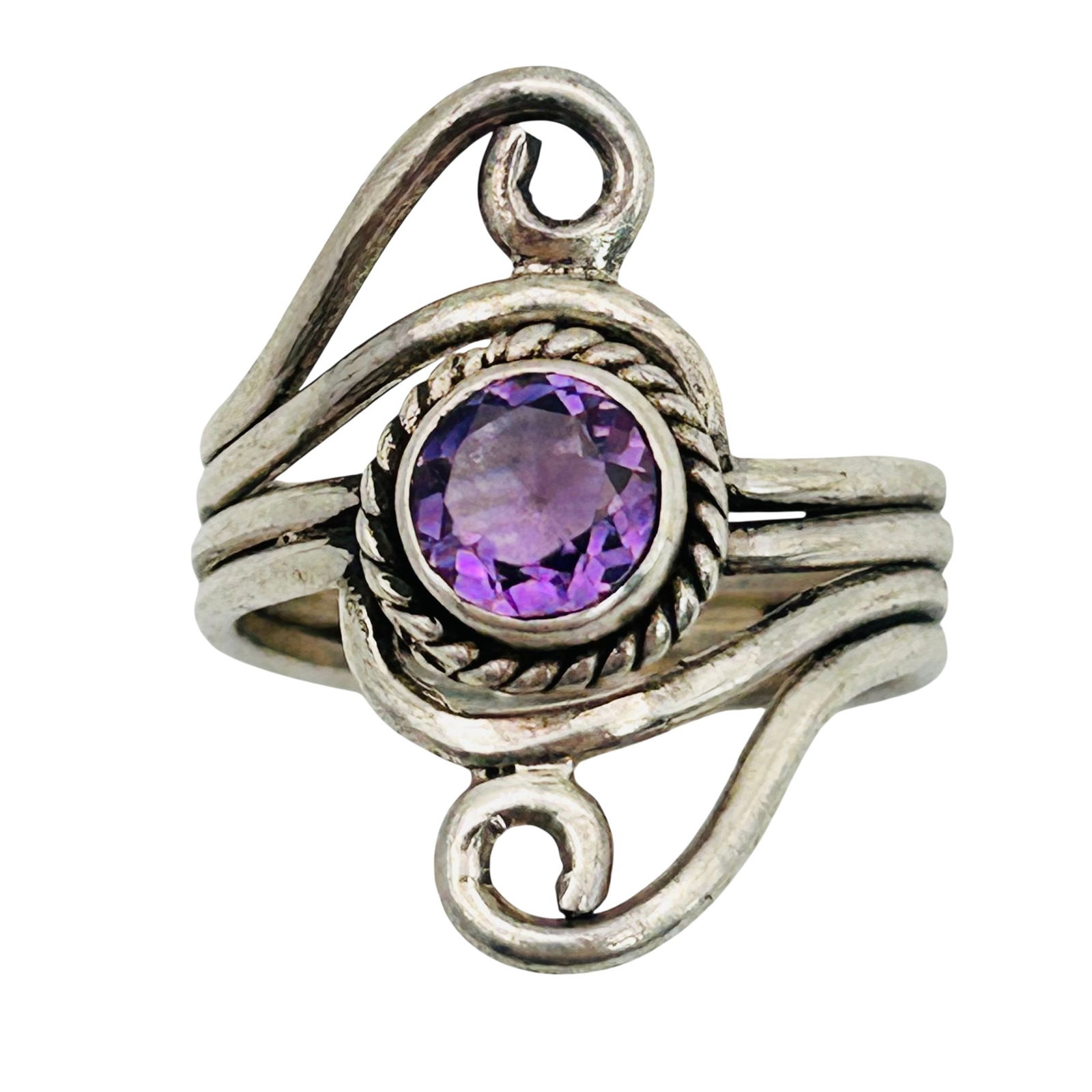 Sterling Amethyst Layered Band Size 7: Sterling Amethyst layered band Size 7 5.1 g