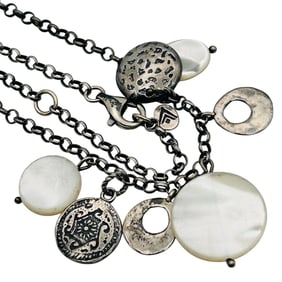 Israel Silpada Sterling Mother Of Pearl Cable Chain Charm Necklace