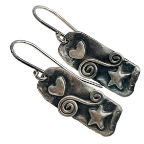 Sterling Hand Wrought Hook Back Earrings