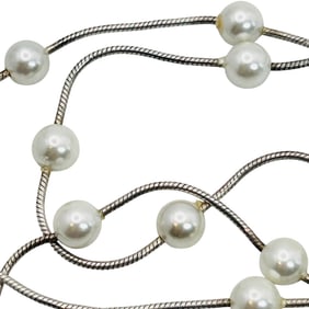 Italy IBB Sterling Pearl Round Snake Chain Necklace