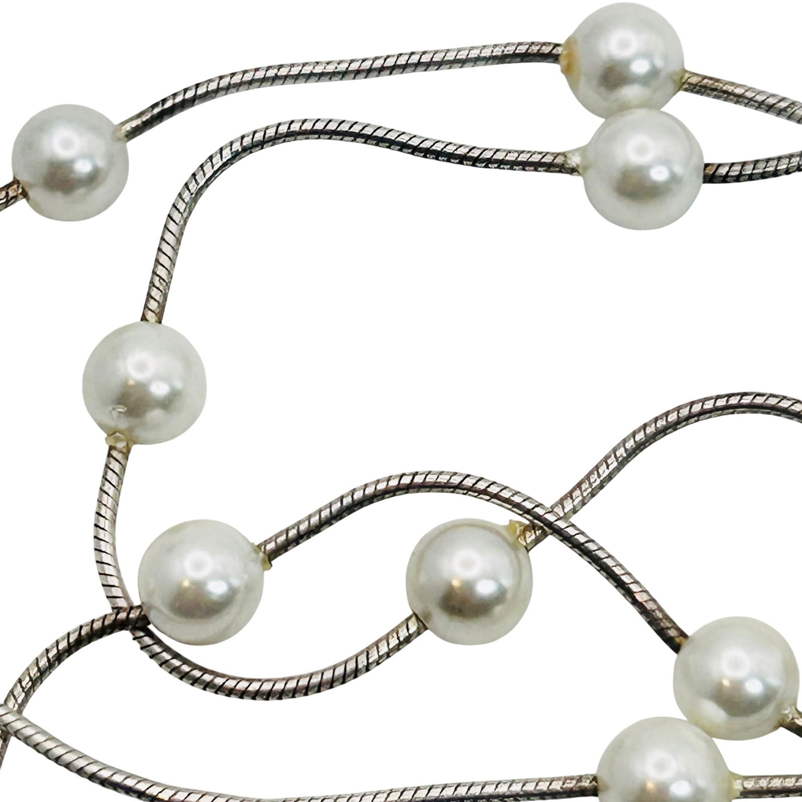 Italy IBB Sterling Pearl Round Snake Chain Necklace (1 of 4)