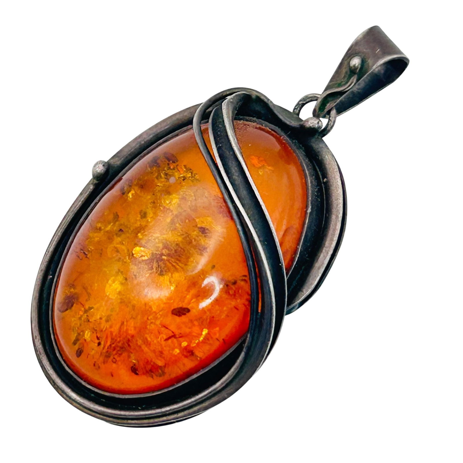 Sterling Amber Oval Pendant (1 of 8)
