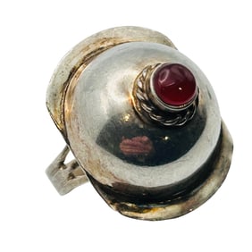 Sterling Carnelian Dome Round Ring Size 6