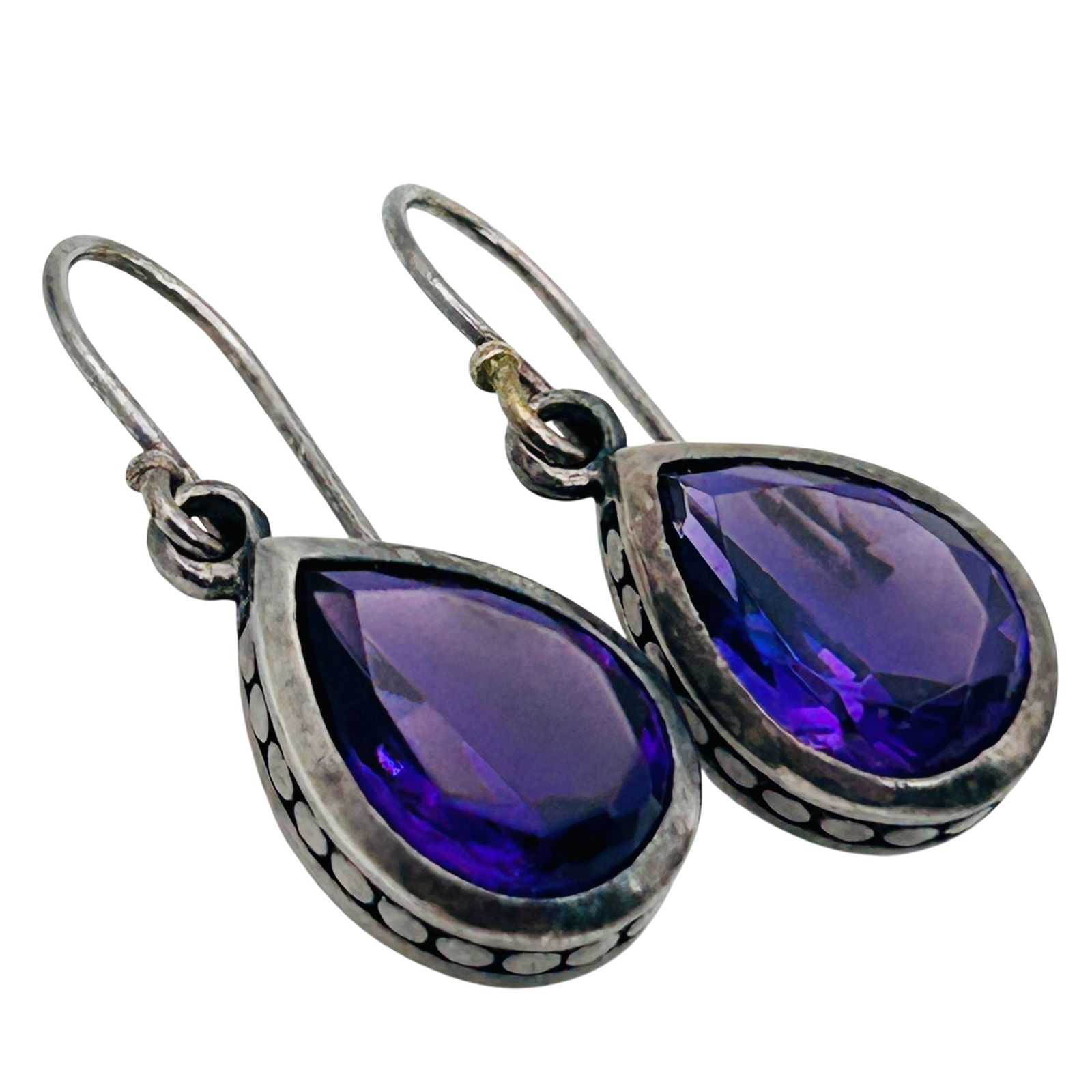 Sterling Amethyst Teardrop Hook Back Earrings (1 of 7)