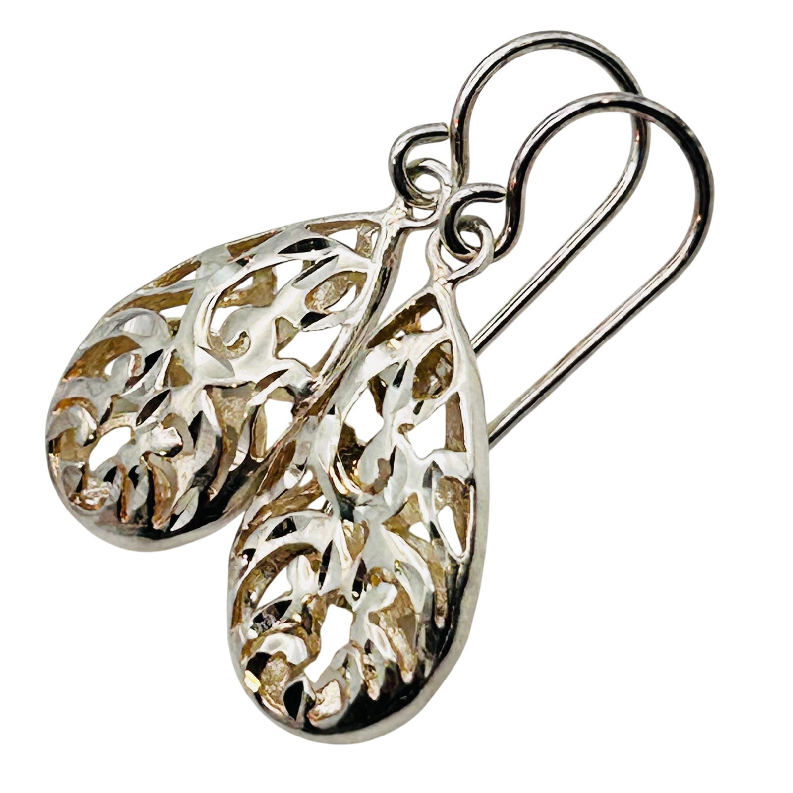 Sterling Filigree Hook Back Teardrop Earrings (1 of 6)
