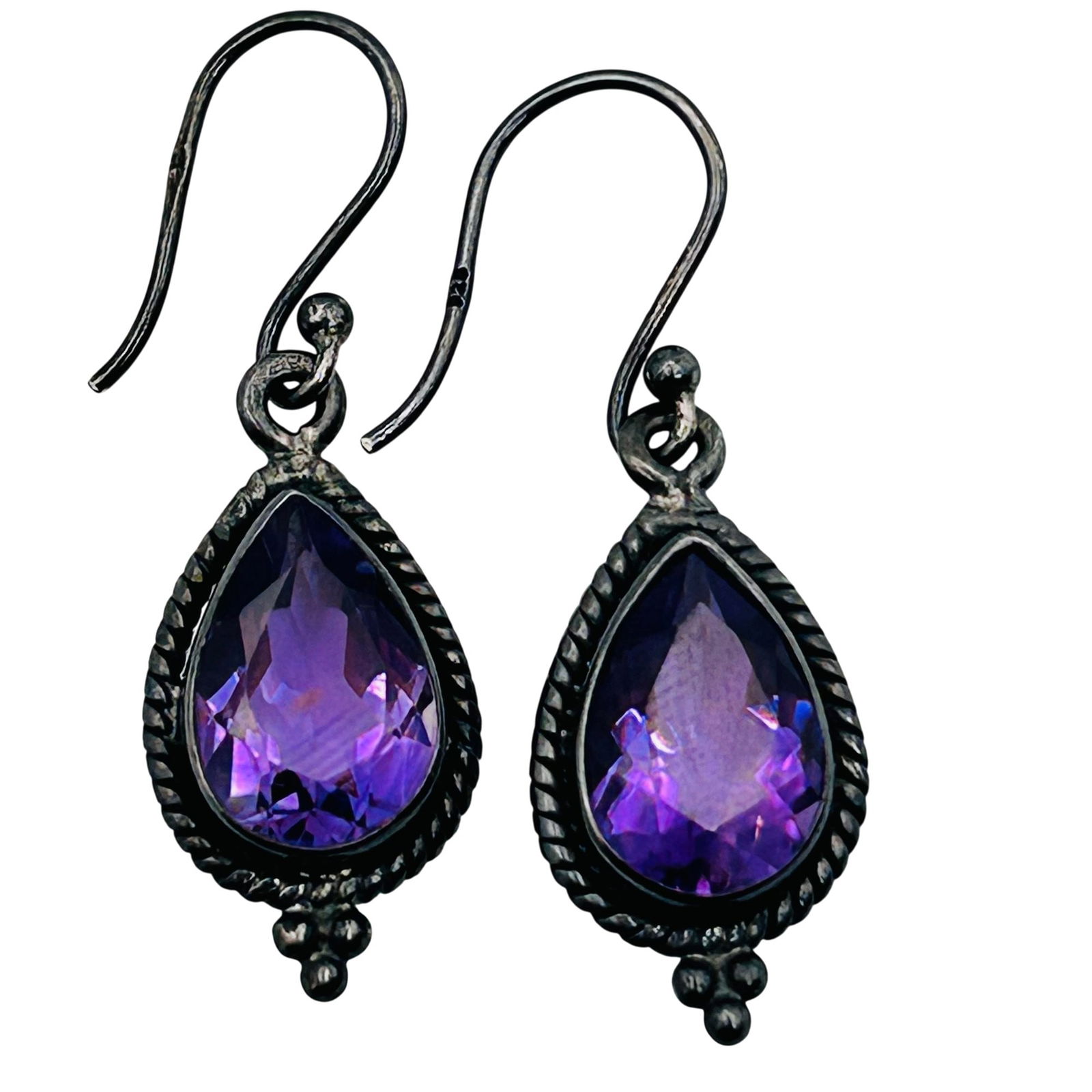 YS Sterling Amethyst Teardrop Earrings (1 of 7)