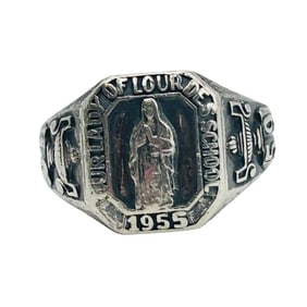 Vintage Sterling Class Ring Our Lady Of Lourdes School 1955 Size 6