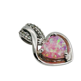 Sterling Opal And Topaz Heart Pendant